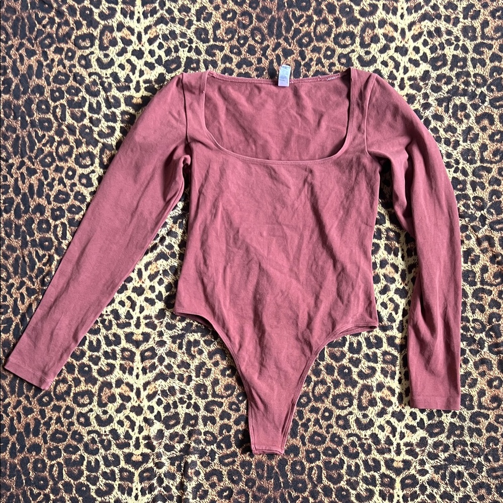 Los Angeles Apparel Rust Long Sleeve Scoop Neck Bodysuit